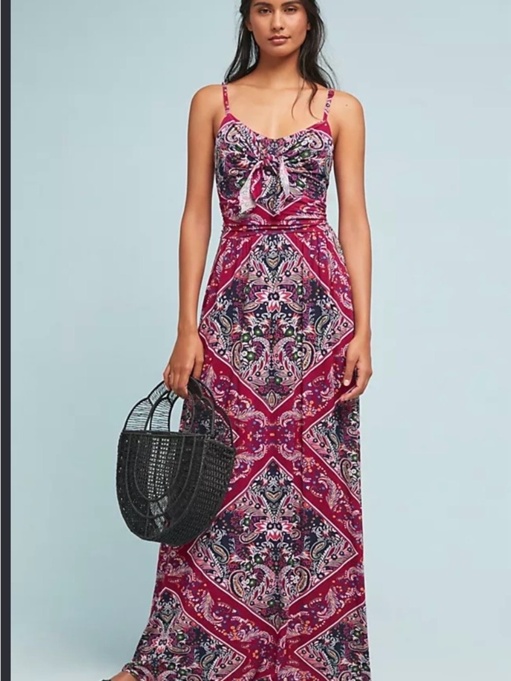 Bohemian Paisley Maxi Dress in Burgundy